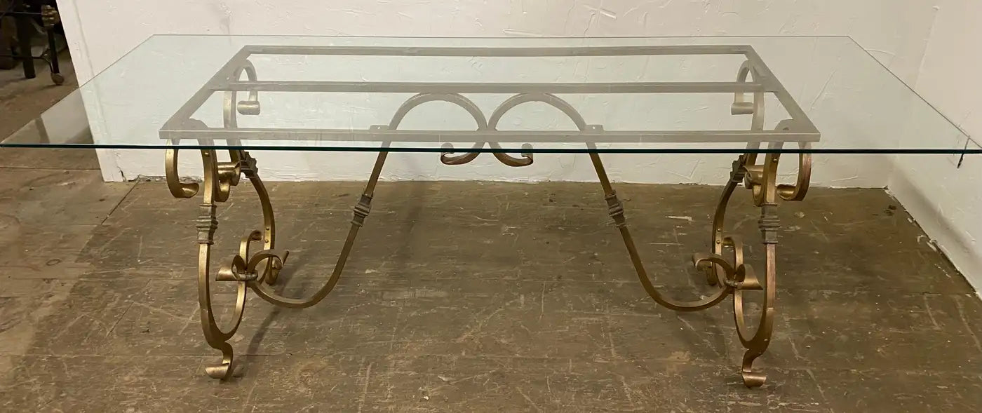 Antiqued Gold Finish Baroque Style Dining Table Base