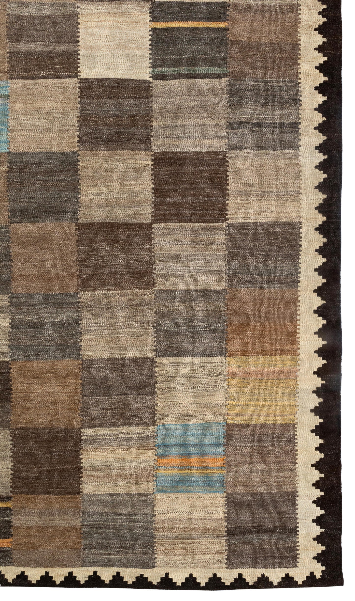 Vintage Modern Flatweave Wool Rug – Neutral Earth Tones 168 x 269 cm