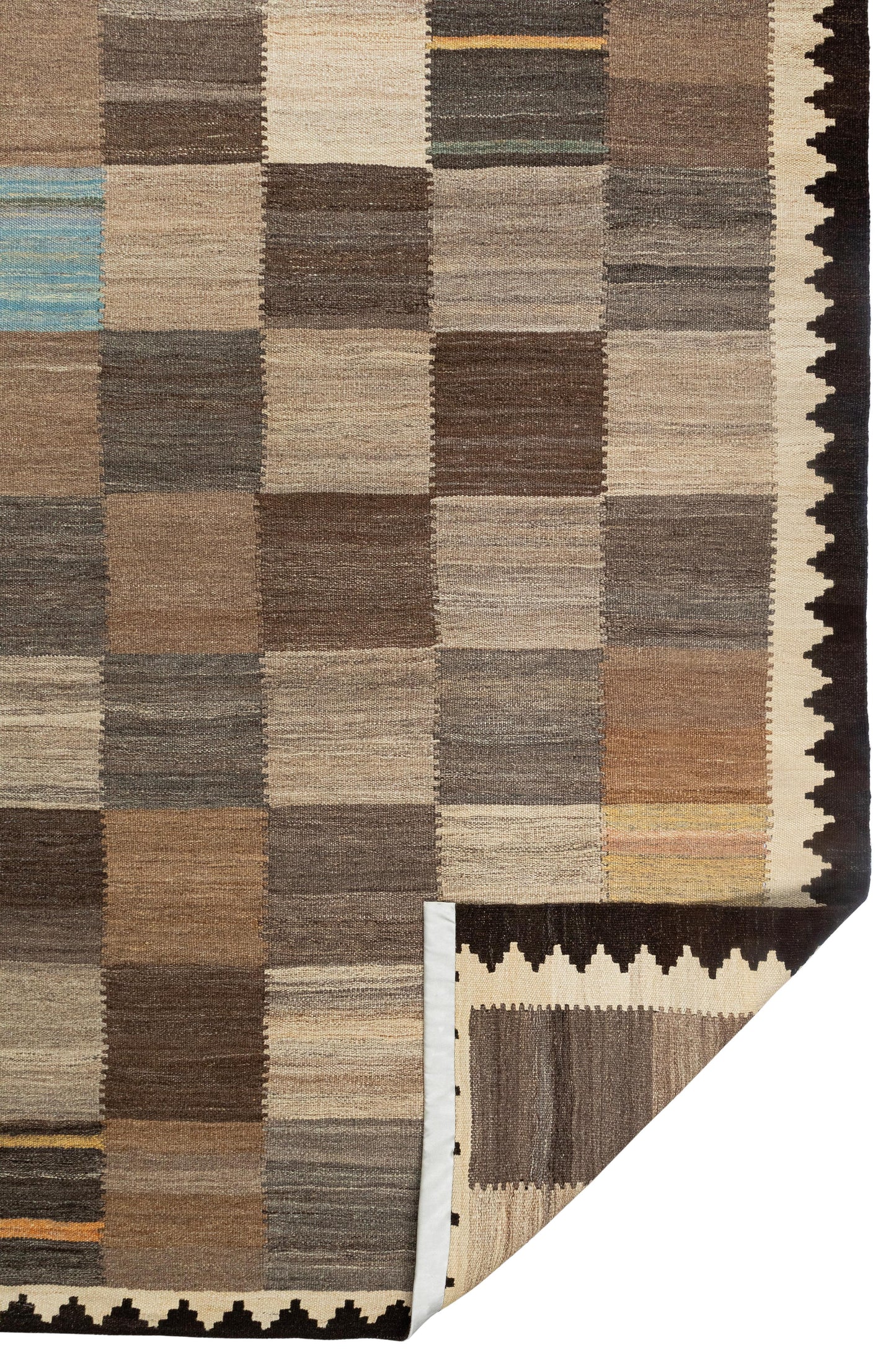 Vintage Modern Flatweave Wool Rug – Neutral Earth Tones 168 x 269 cm