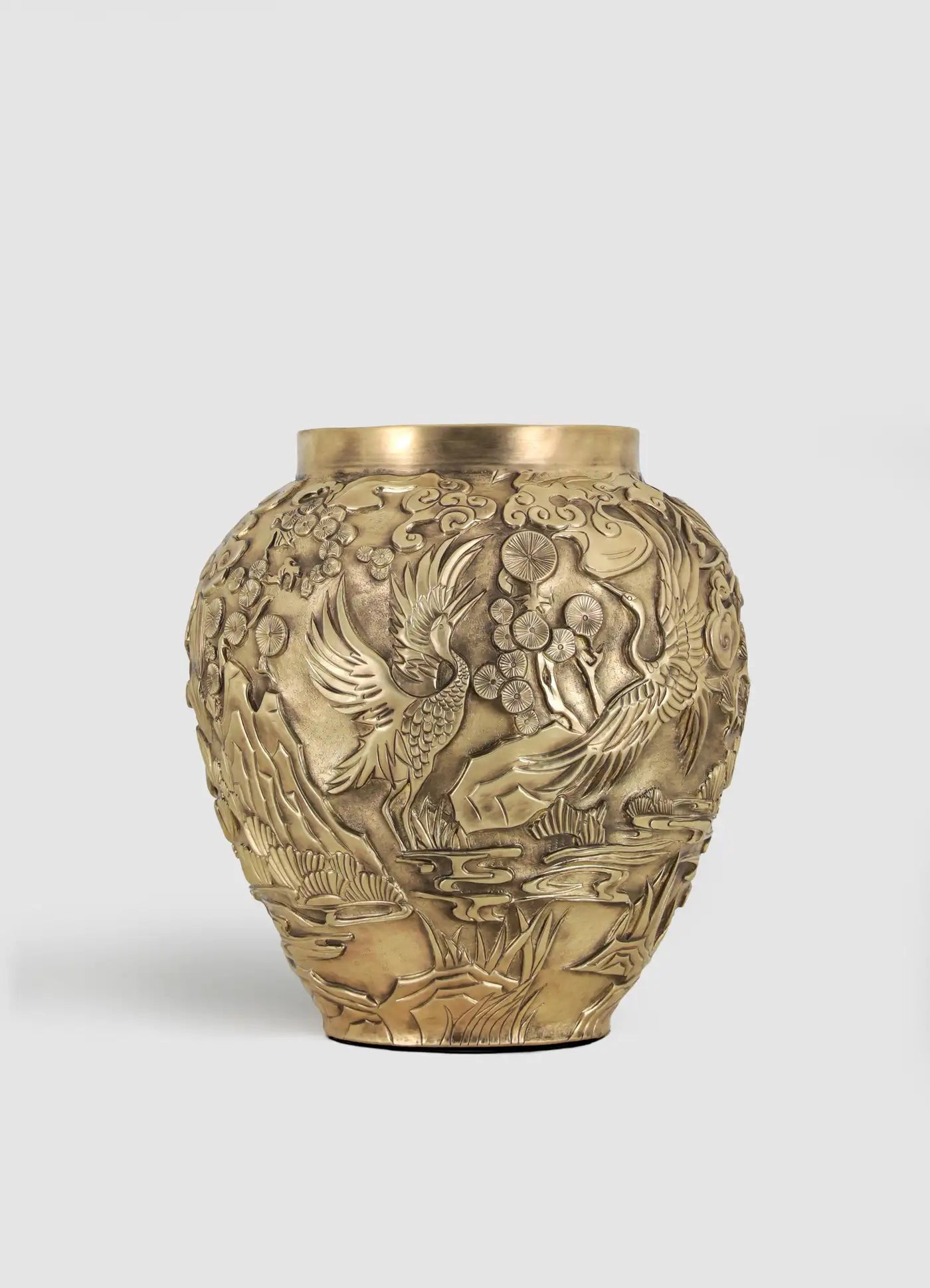 Hokkaido Repousse Vase in Patinated Brass