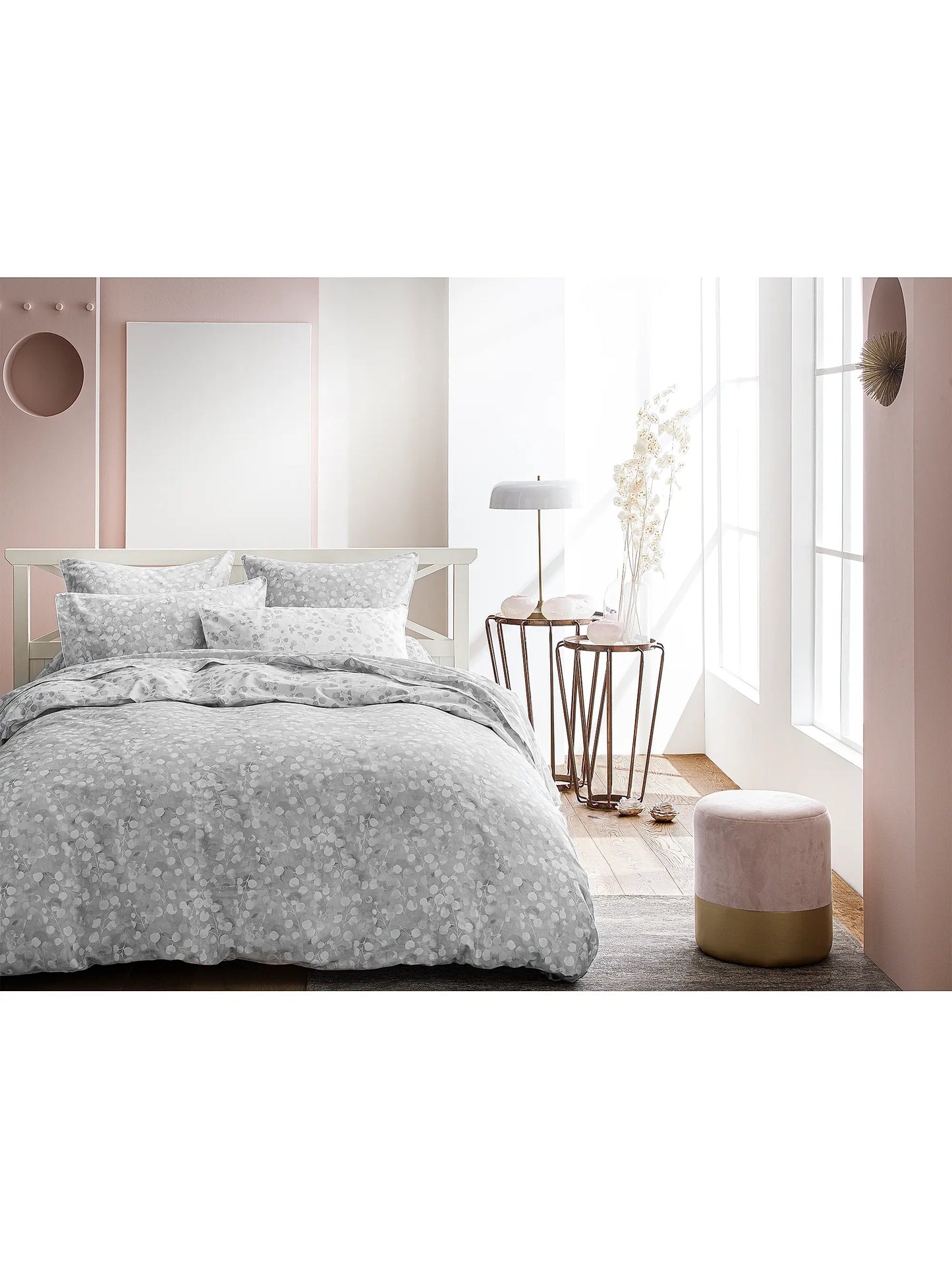 Rosée 300 TC Botanical Cotton Fitted Sheet (Gris Grey)