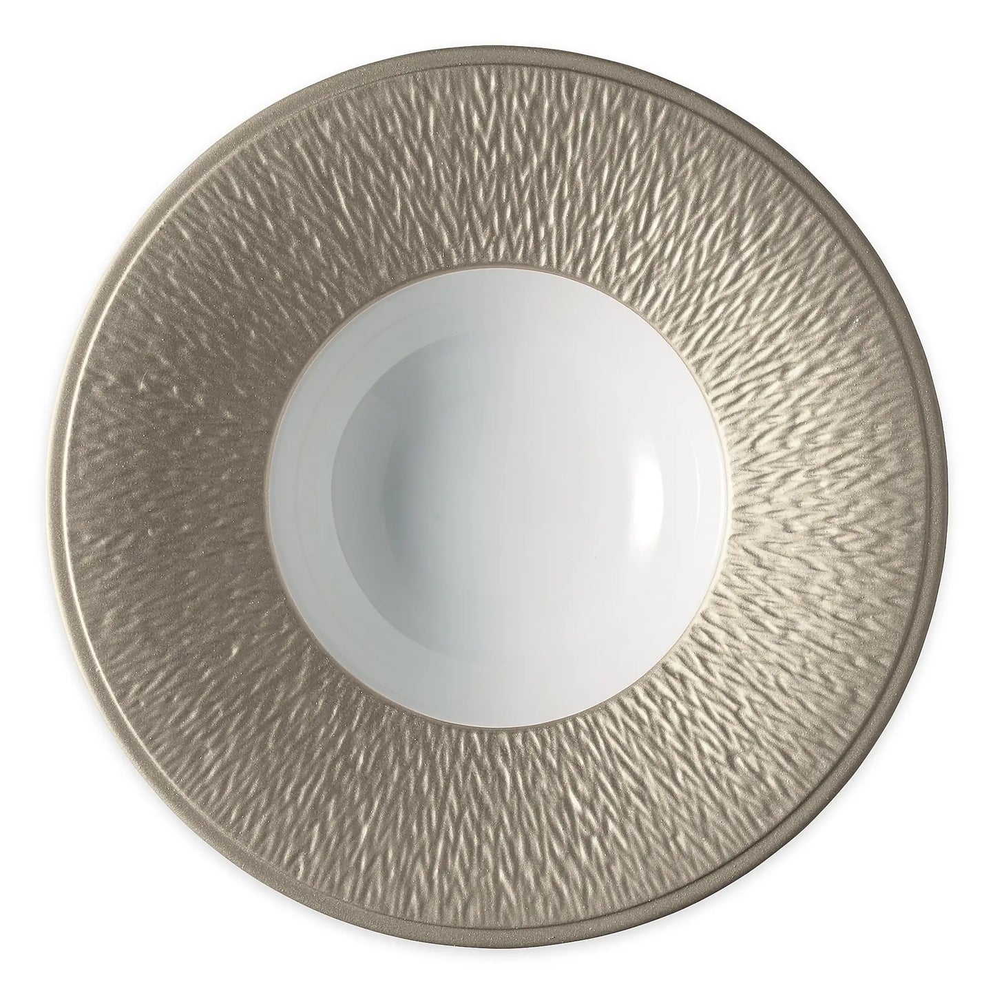 Minéral Irisé Rimmed Soup Plate — Warm Grey