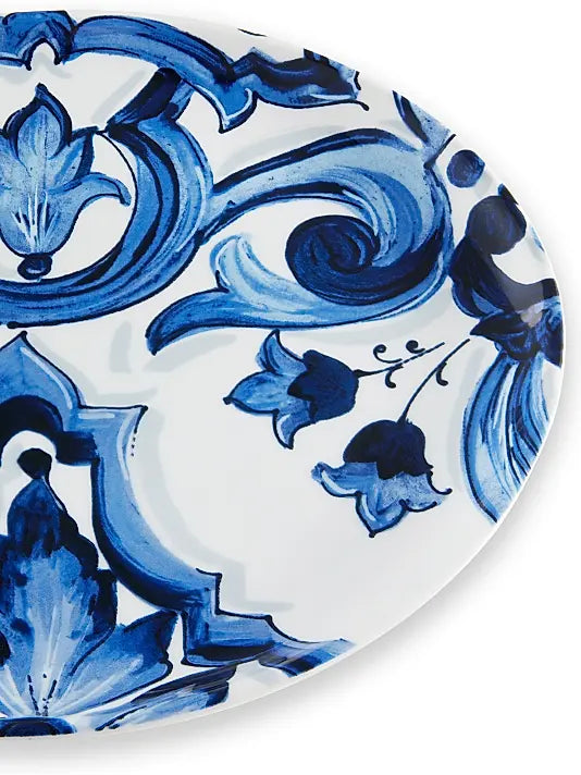 Blue Mediterraneo Fiore Oval Serving Plate