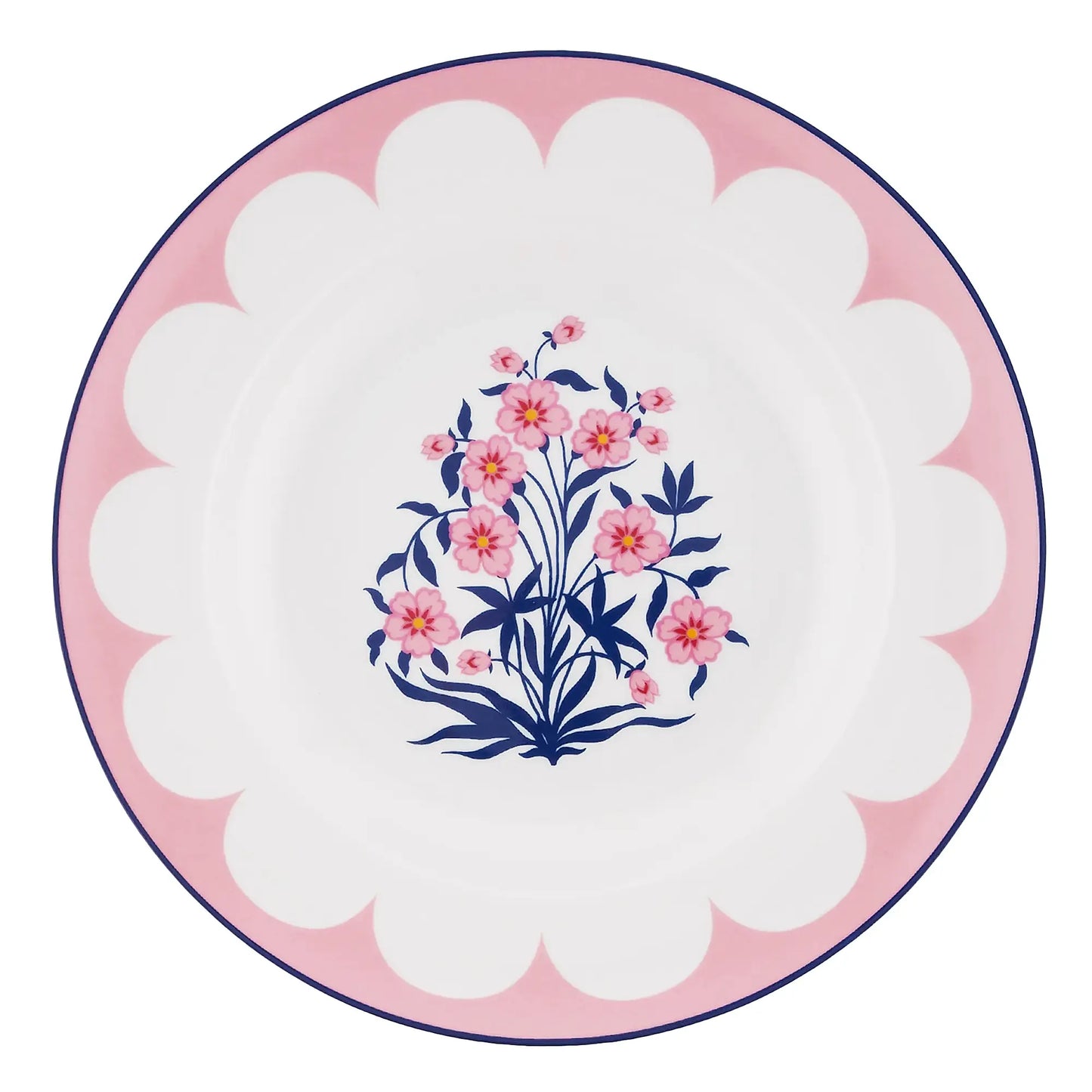 Jaipur Porcelain Soup Plate Set (2 Pieces, Pink & Blue)