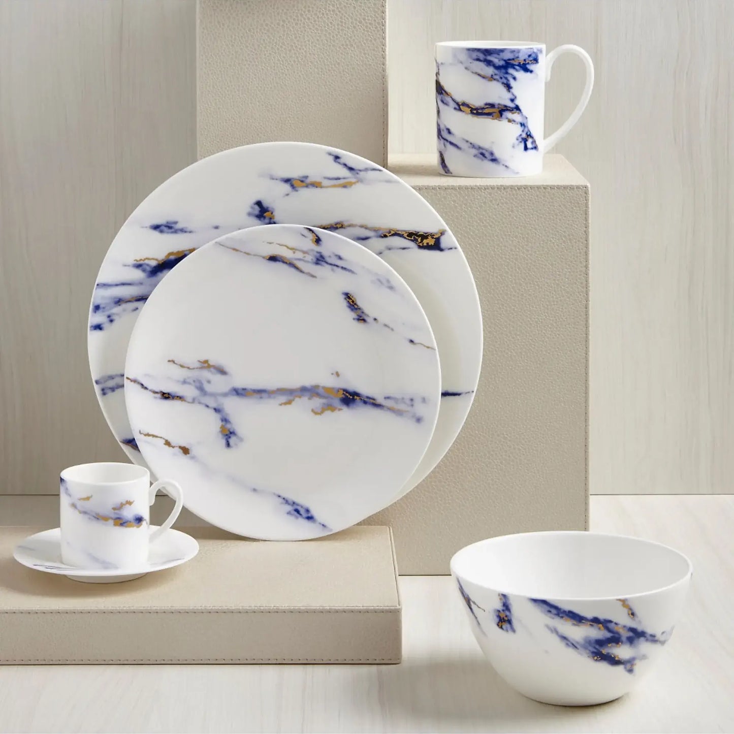 Marble Venice Fog Canapé Plate Set (4-Piece)