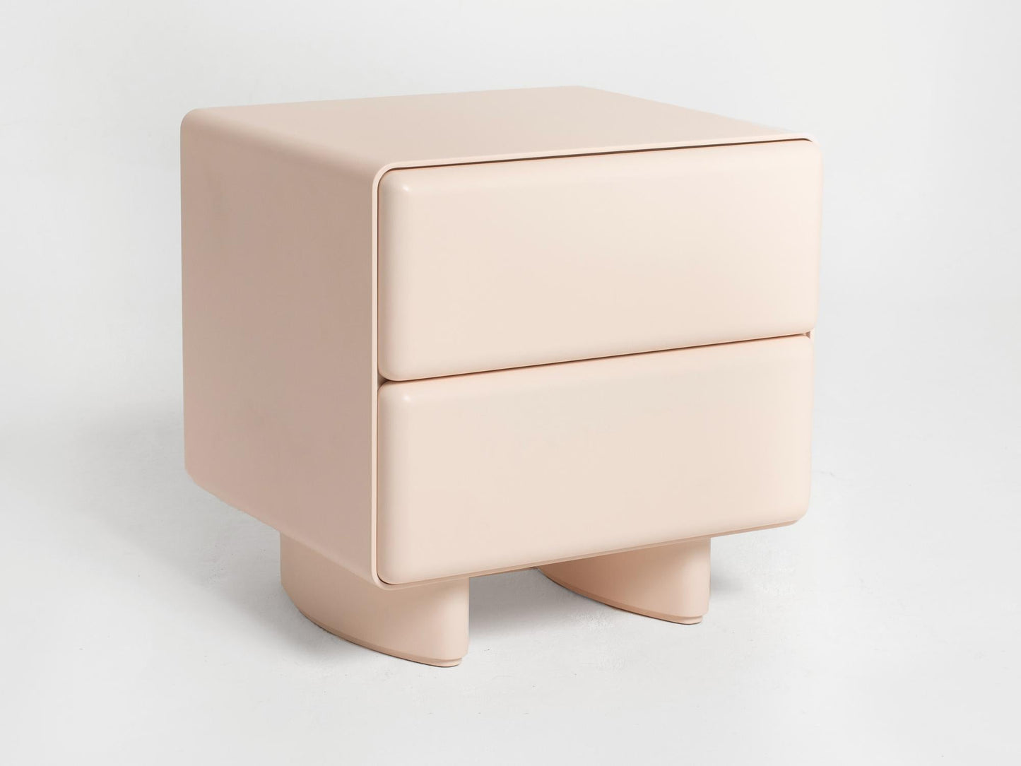 Tombul 2-Drawer Nightstand – Salmon Finish with Push-to-Open Mechanism