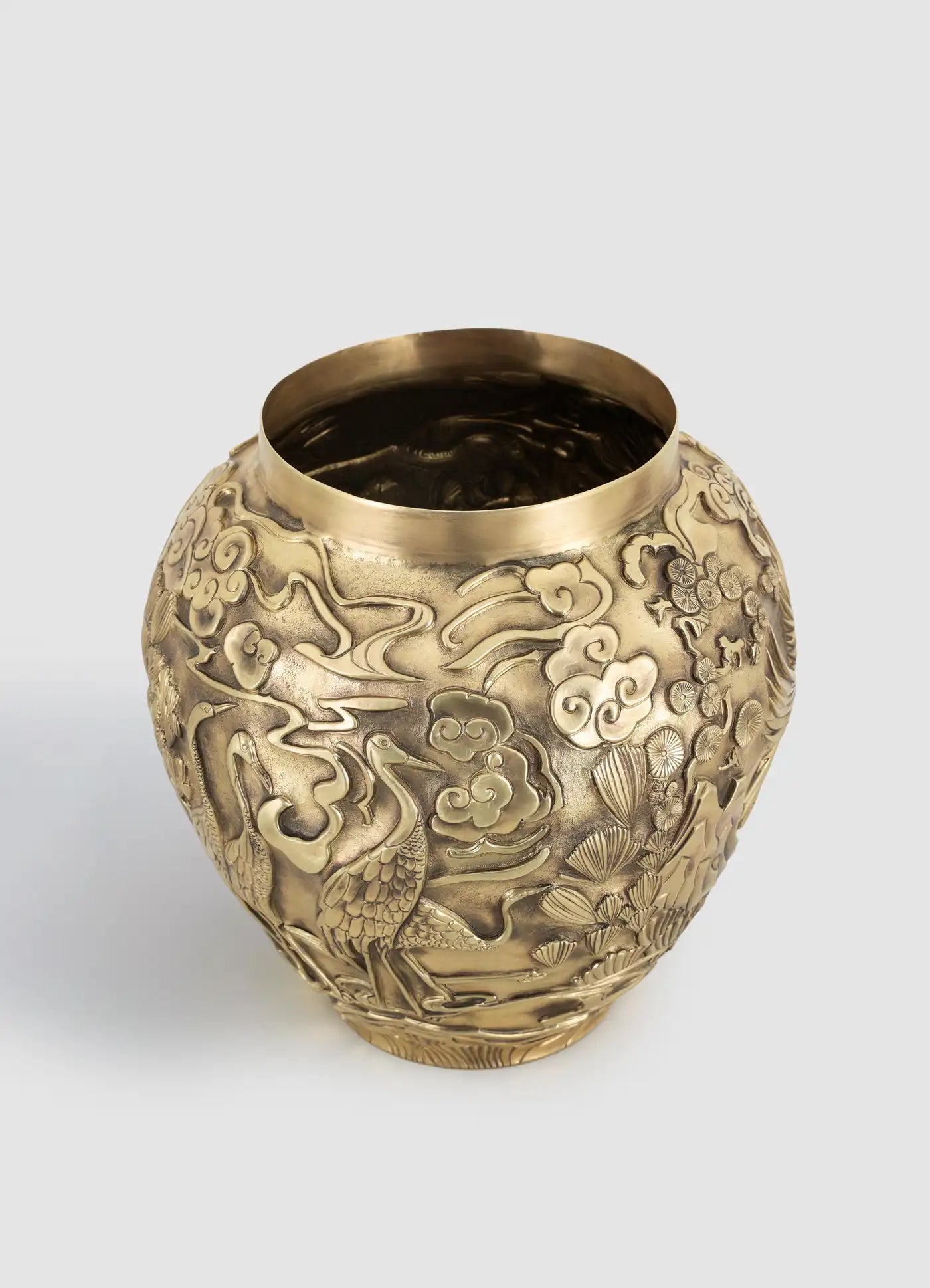 Hokkaido Repousse Vase in Patinated Brass