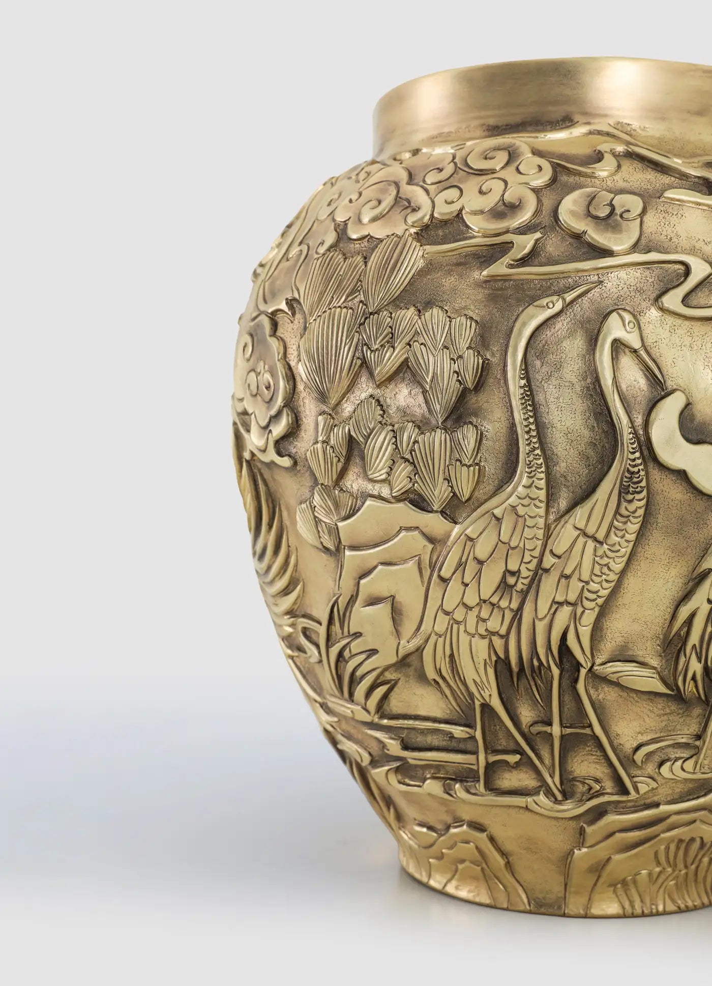 Hokkaido Repousse Vase in Patinated Brass