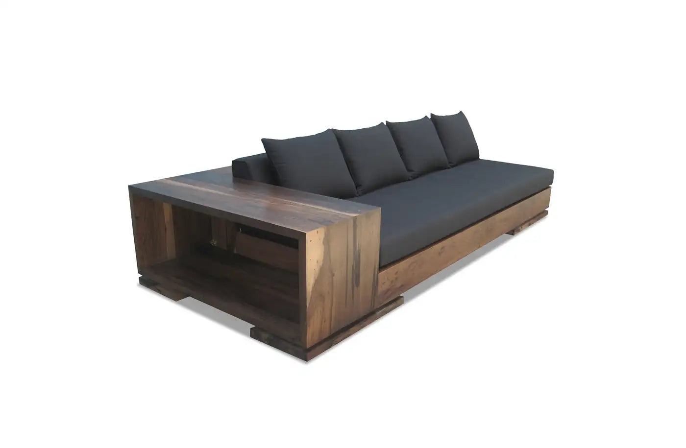 Patone Modern Sofa in Argentine Rosewood with Shelving