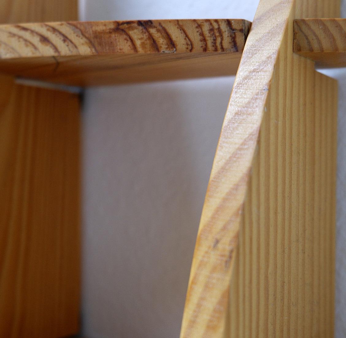 Vintage 1970s Small Round Pine Wall Shelf – Mid-Century Modern