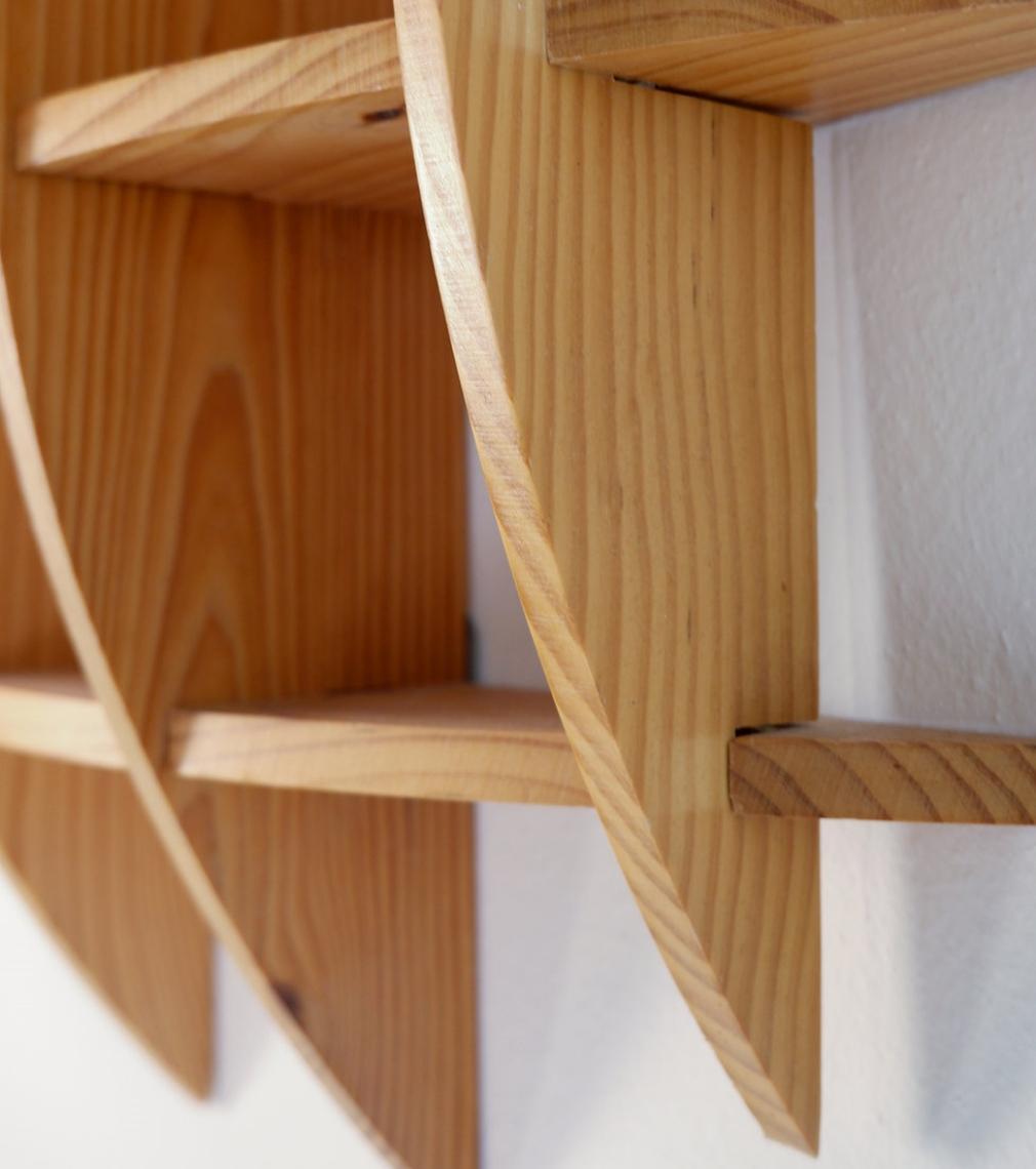 Vintage 1970s Small Round Pine Wall Shelf – Mid-Century Modern