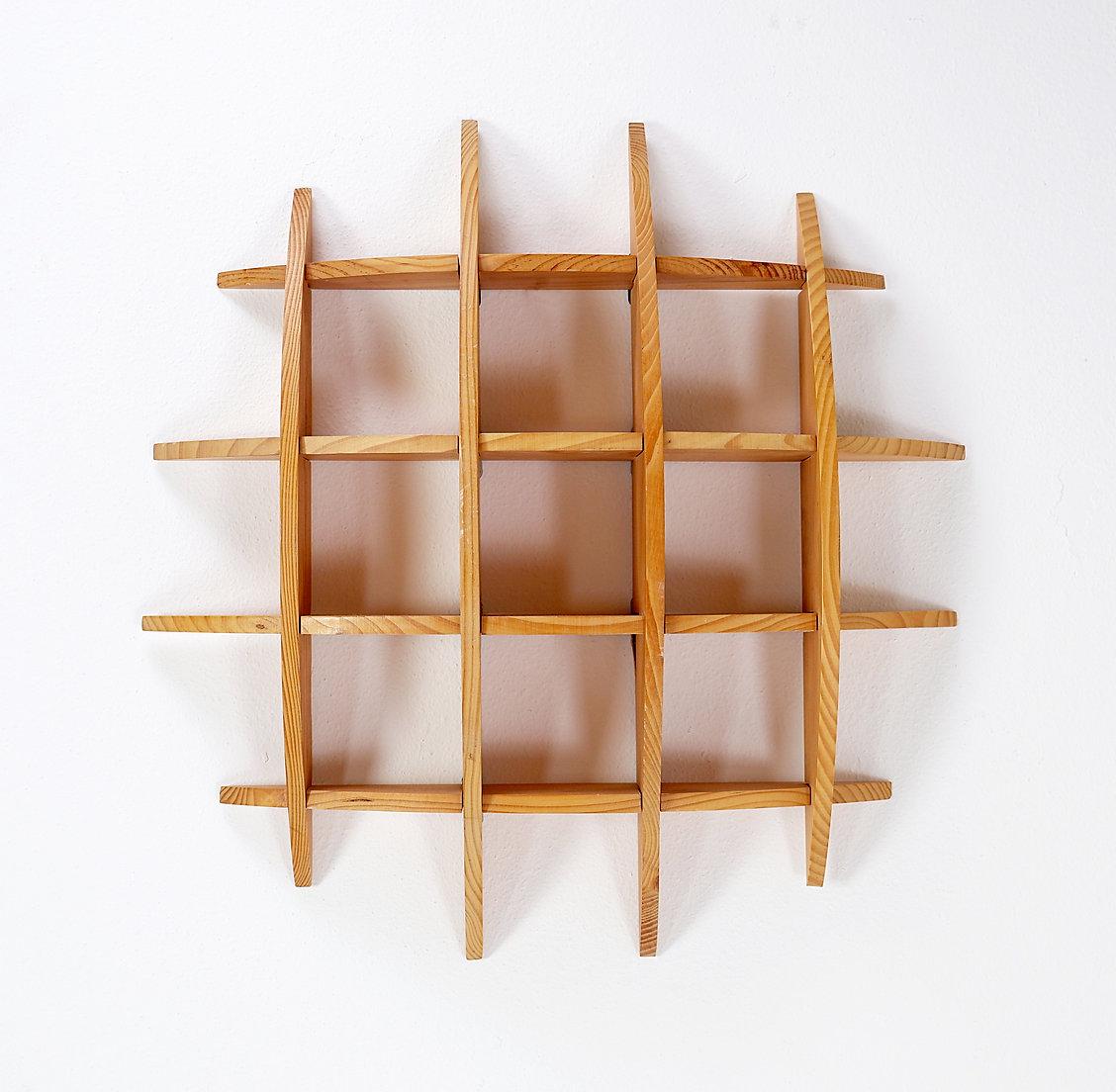 Vintage 1970s Small Round Pine Wall Shelf – Mid-Century Modern