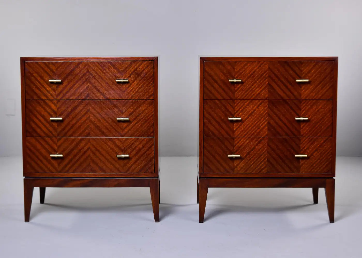 PAIR BESPOKE THREE-DRAWER WALNUT CHESTS – SET OF 2
