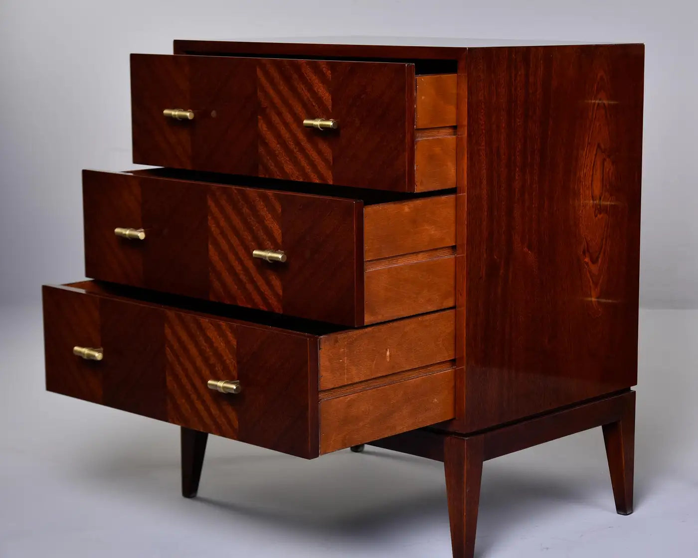 PAIR BESPOKE THREE-DRAWER WALNUT CHESTS – SET OF 2