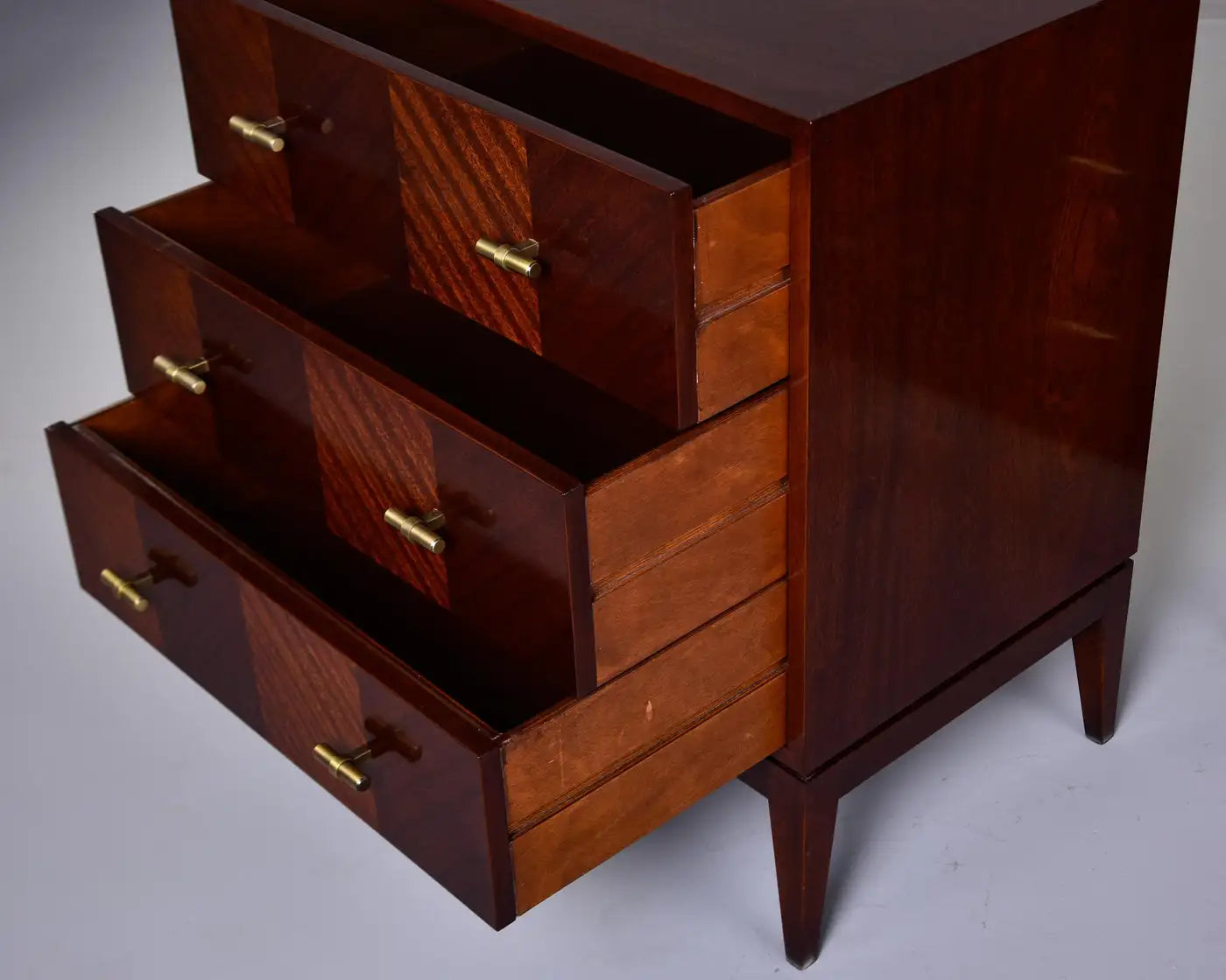 PAIR BESPOKE THREE-DRAWER WALNUT CHESTS – SET OF 2