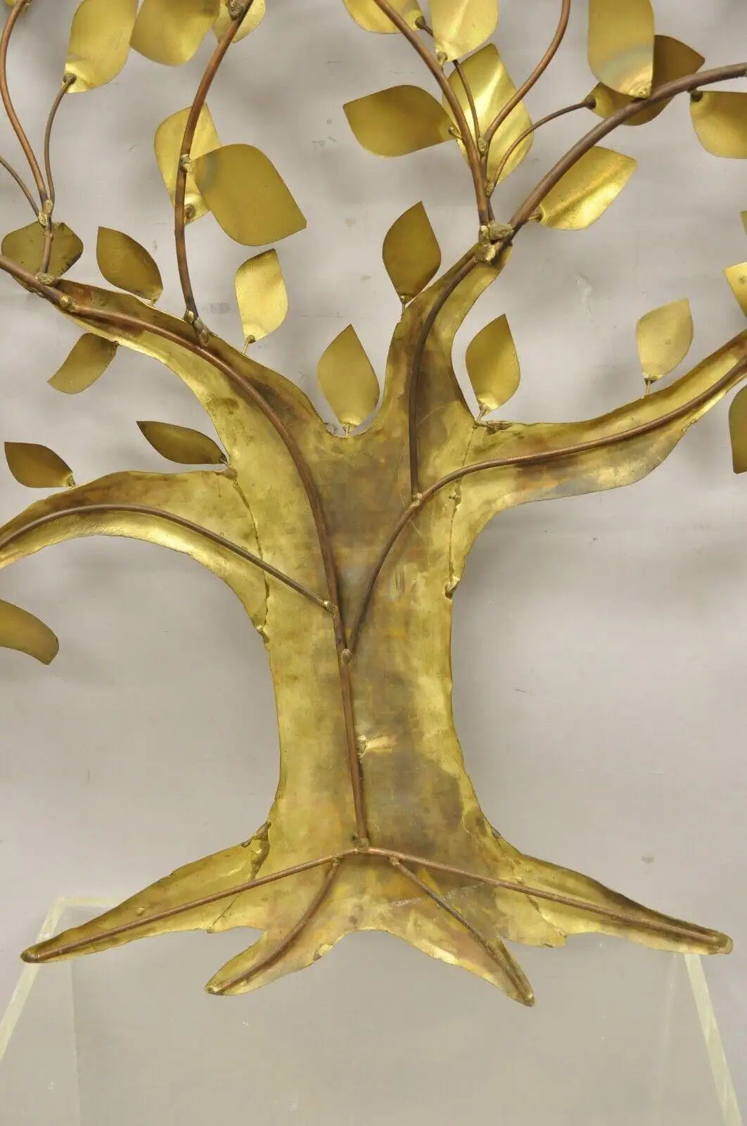 Mid-Century Modern Brass Tree of Life Large Wall Art Sculpture