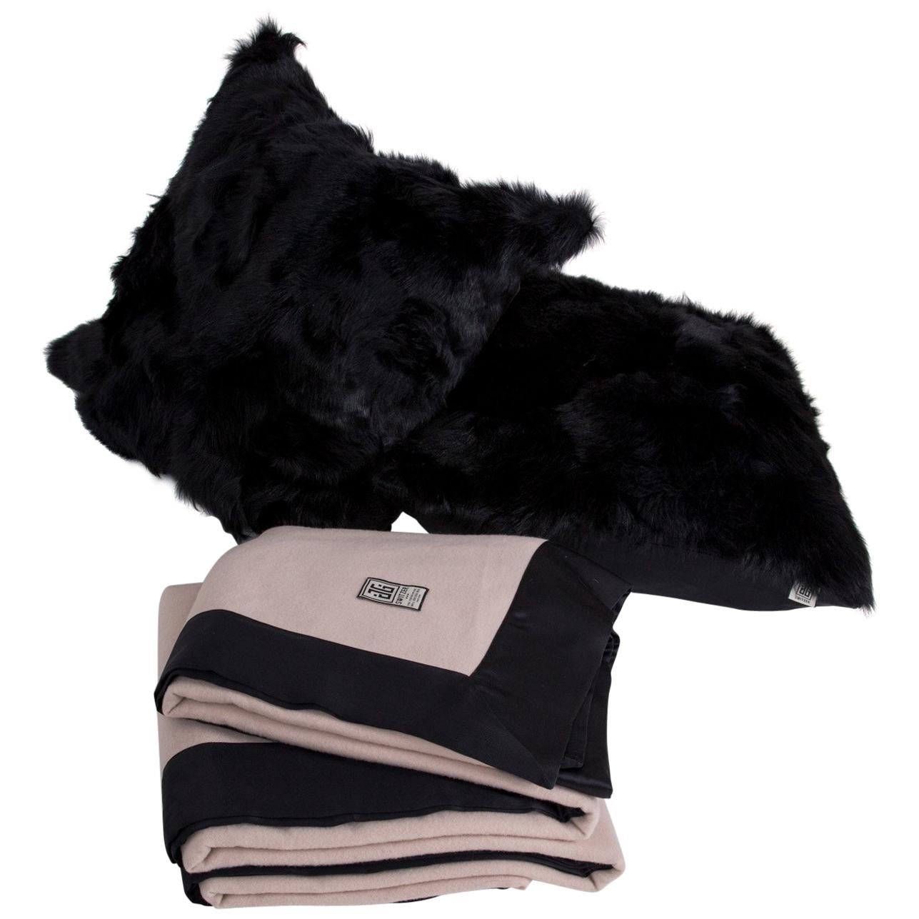 Camille Luxury Lambswool & Cashmere Blanket with Real Fur