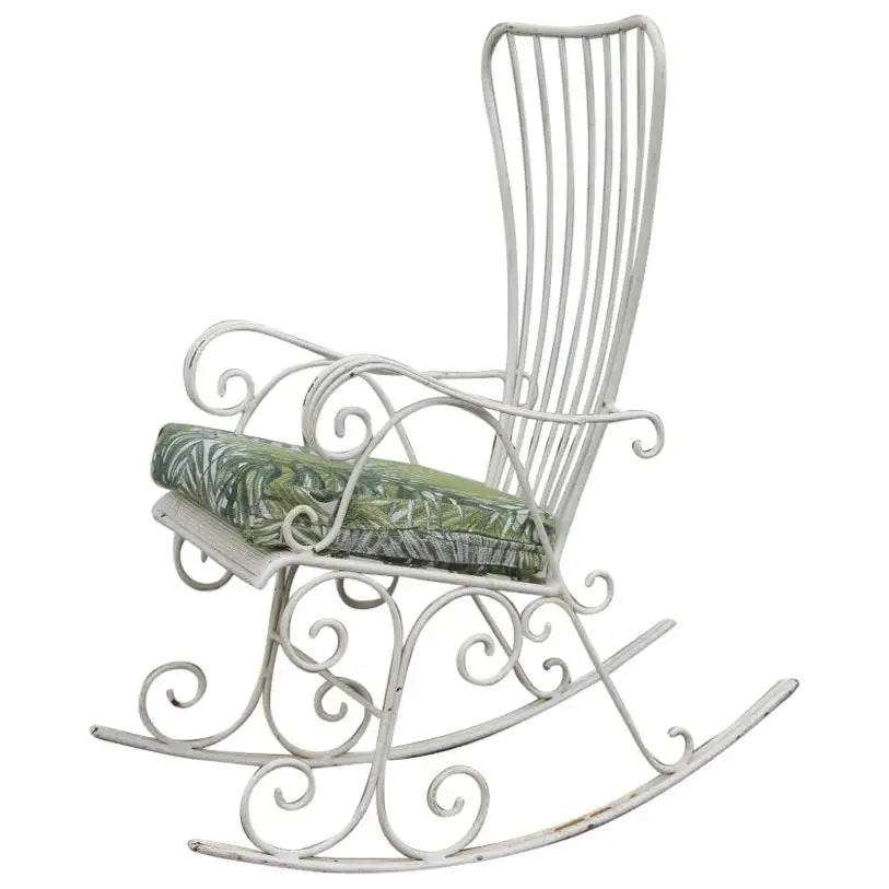 Midcentury Garden Swing in Child White Worked Metal, 1950s