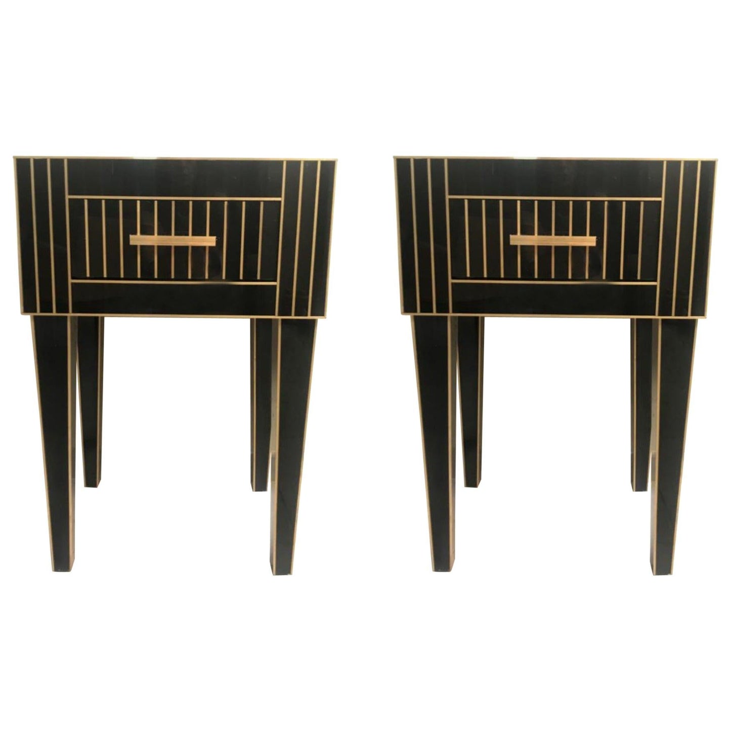 Mirrored Nightstand – Black Mirror with Chrome Accents