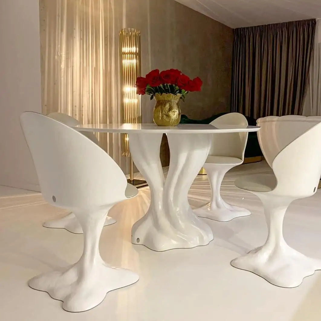 Indoor/Outdoor 5-Piece Dining Set In Matte White Lacquer