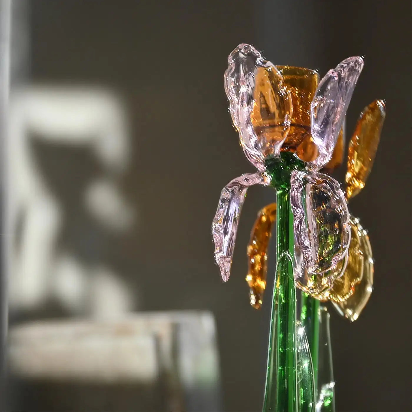 Iris Pink Glass Candleholder
