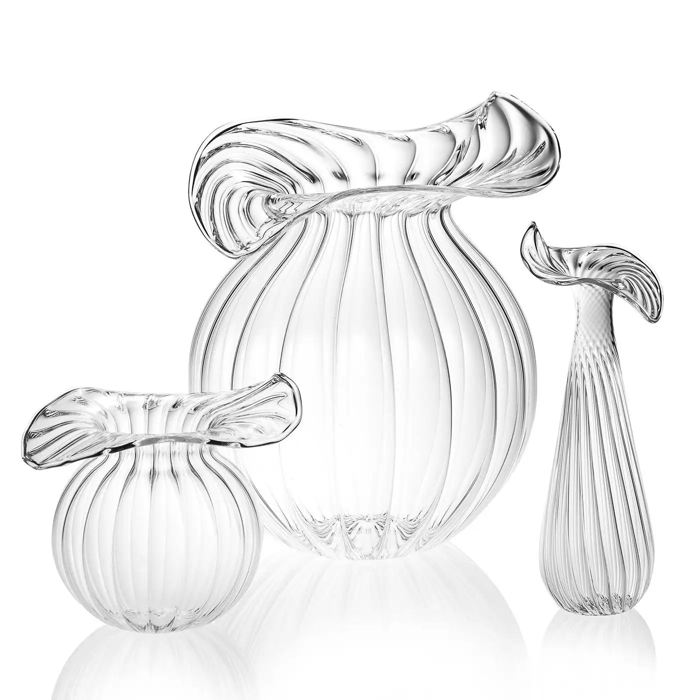Small Millerighe Round Clear Glass Vase