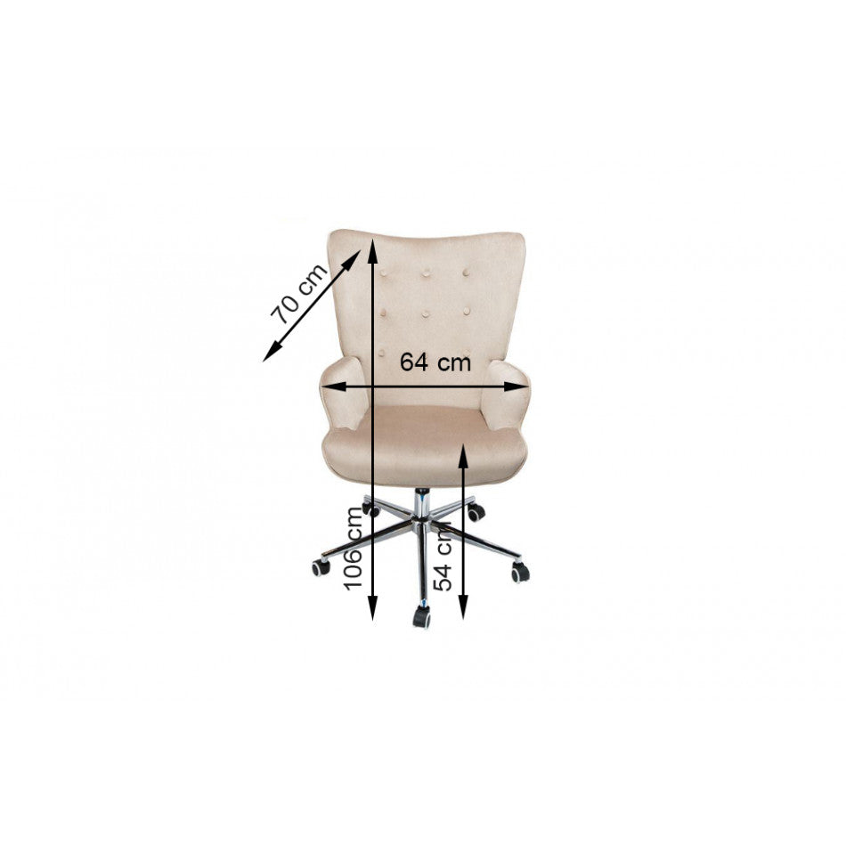 Darlington Adjustable Office Chair – Taupe Velvet, Elegant Modern Design