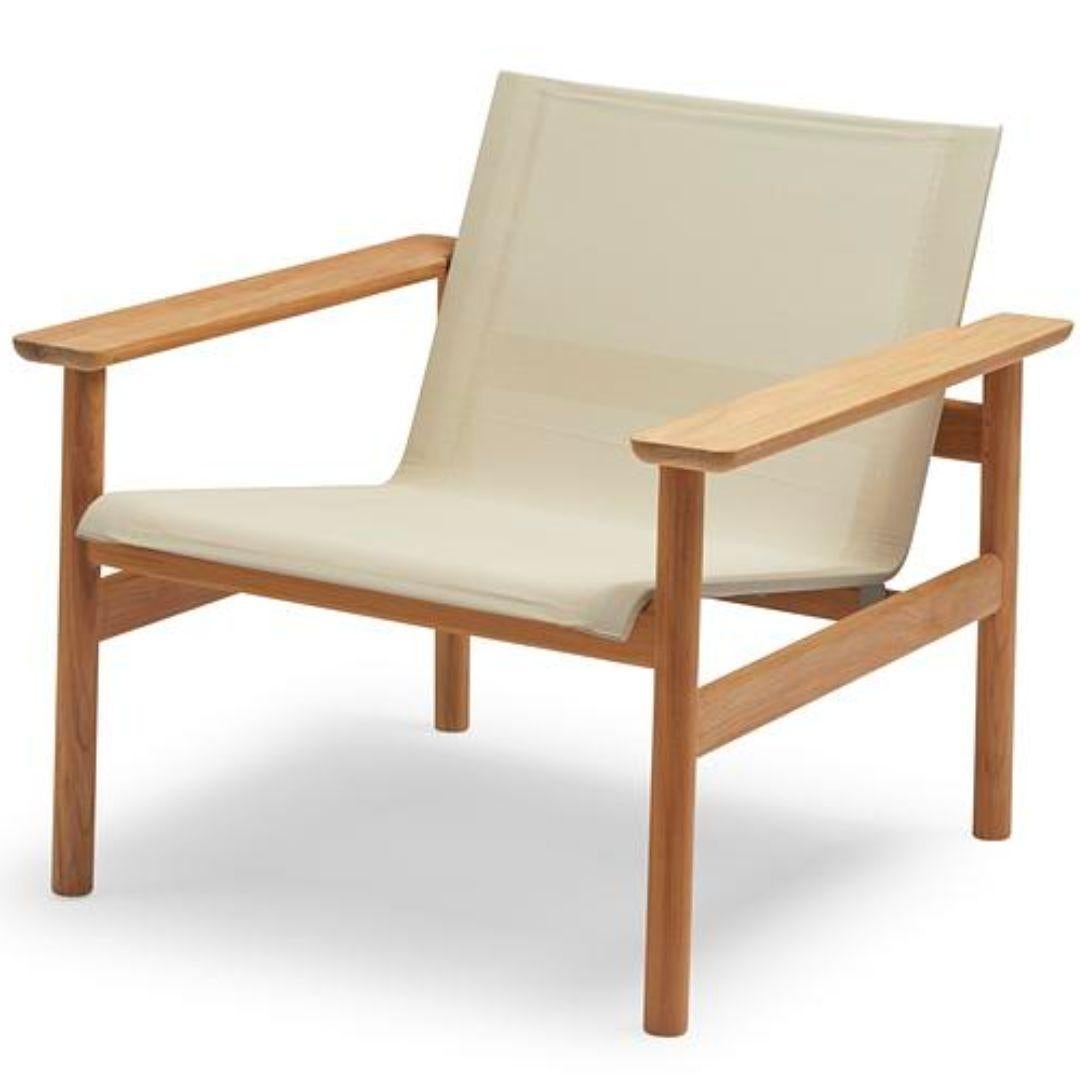 Outdoor Pelagus Lounge Chair in FSC Teak and Weatherproof Sling Fabric