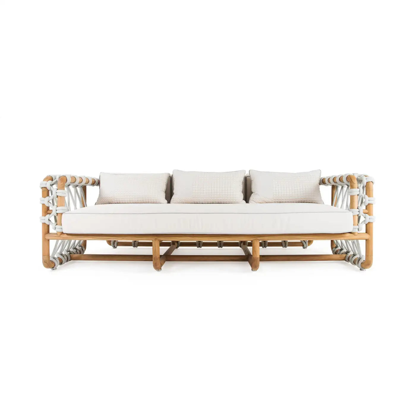 Outdoor Woven Rope Sofa In Solid Teak