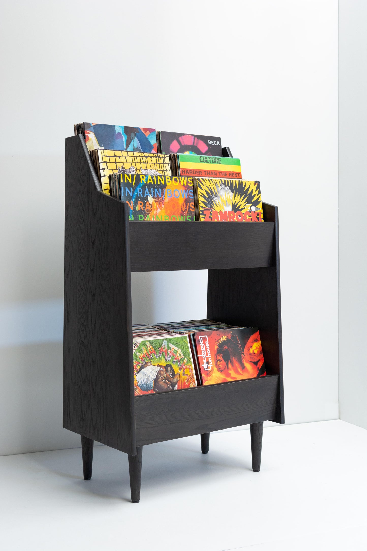 2-Bay Luxe Record Stand in Solid Ash Wood – Modern Vinyl Storage