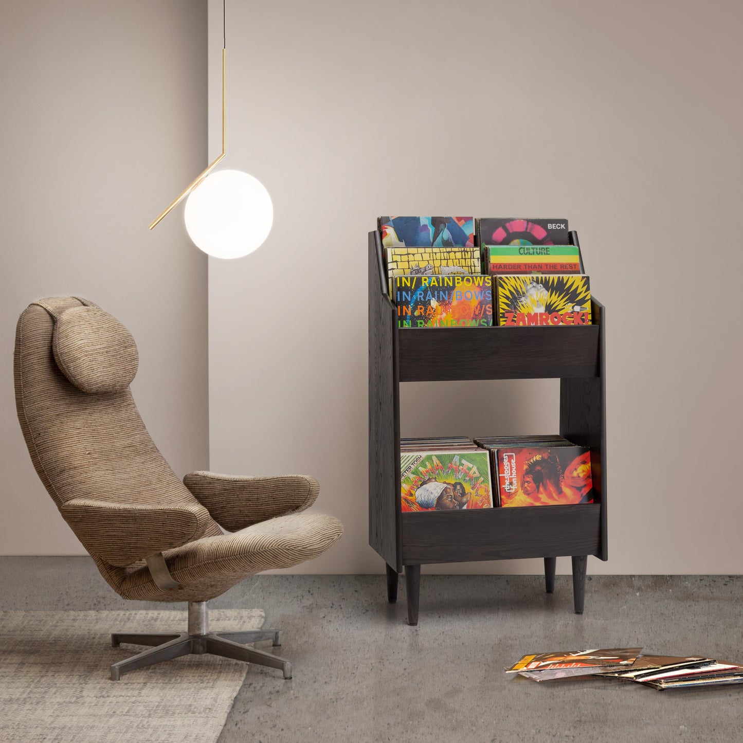 2-Bay Luxe Record Stand in Solid Ash Wood – Modern Vinyl Storage