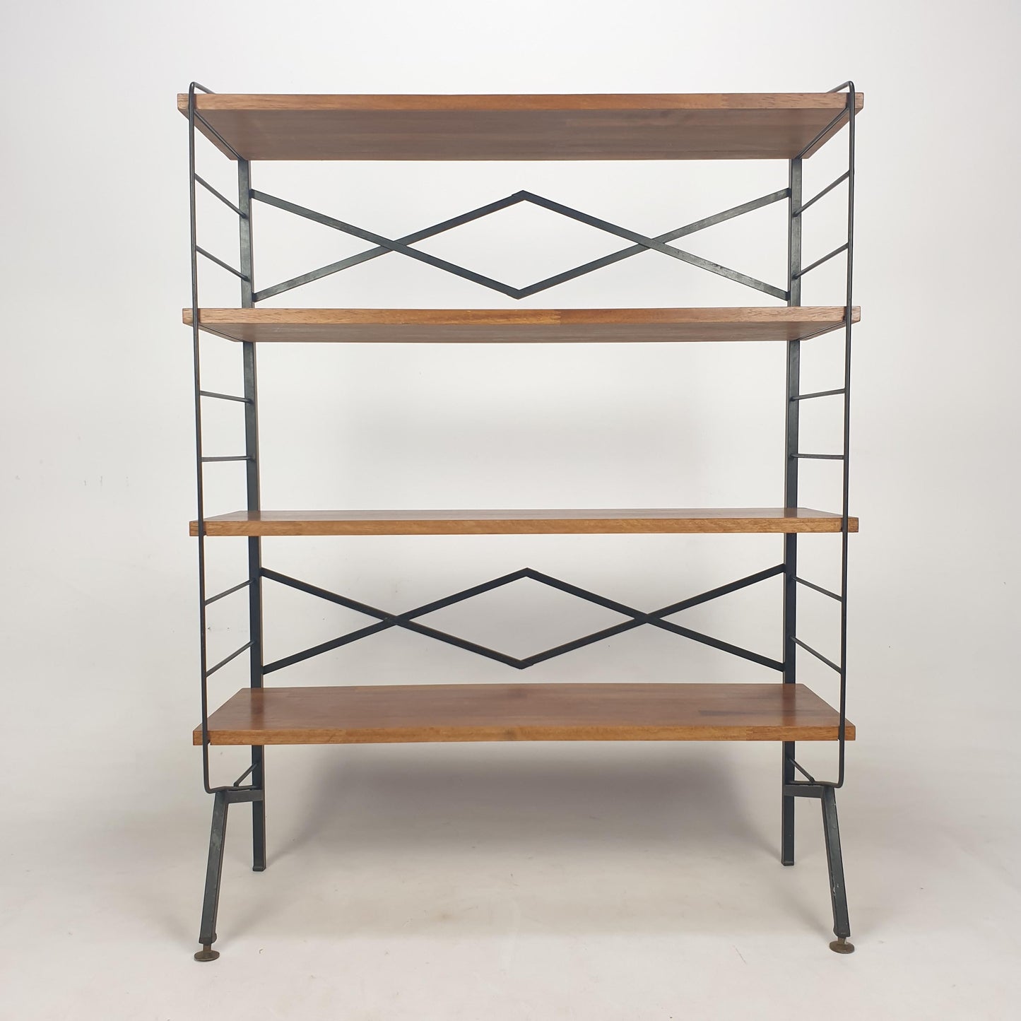 Mid-Century Italian Free-Standing Shelving Unit with Brass Feet – 1950s