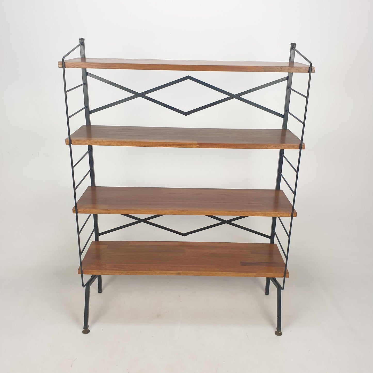 Mid-Century Italian Free-Standing Shelving Unit with Brass Feet – 1950s