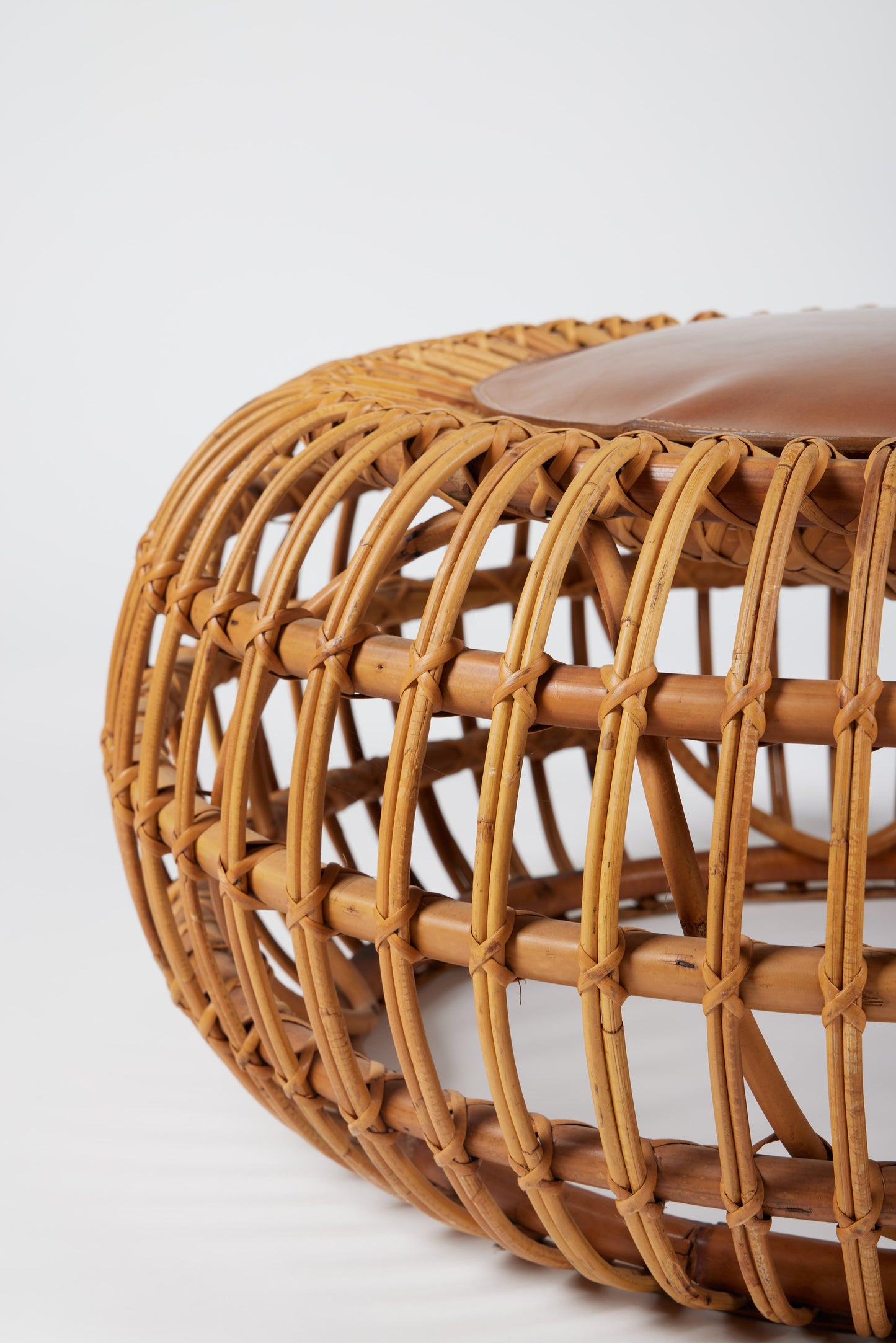 Mid-Century Modern Rattan Outdoor Lounge Chair & Ottoman Set – 1956 Bonacina Design