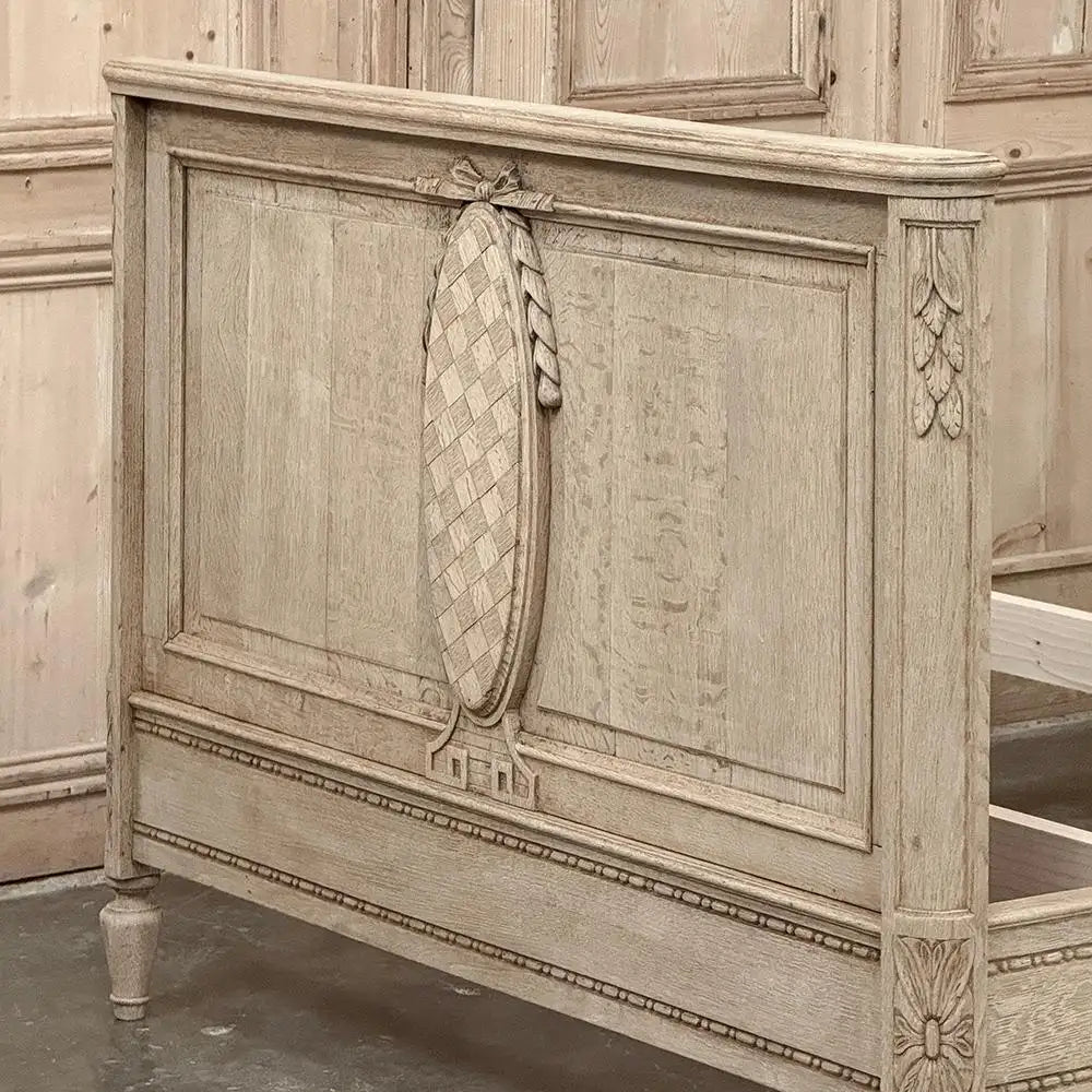 Antique Country French Louis XVI Stripped 3/4 Bed – Early 1900s