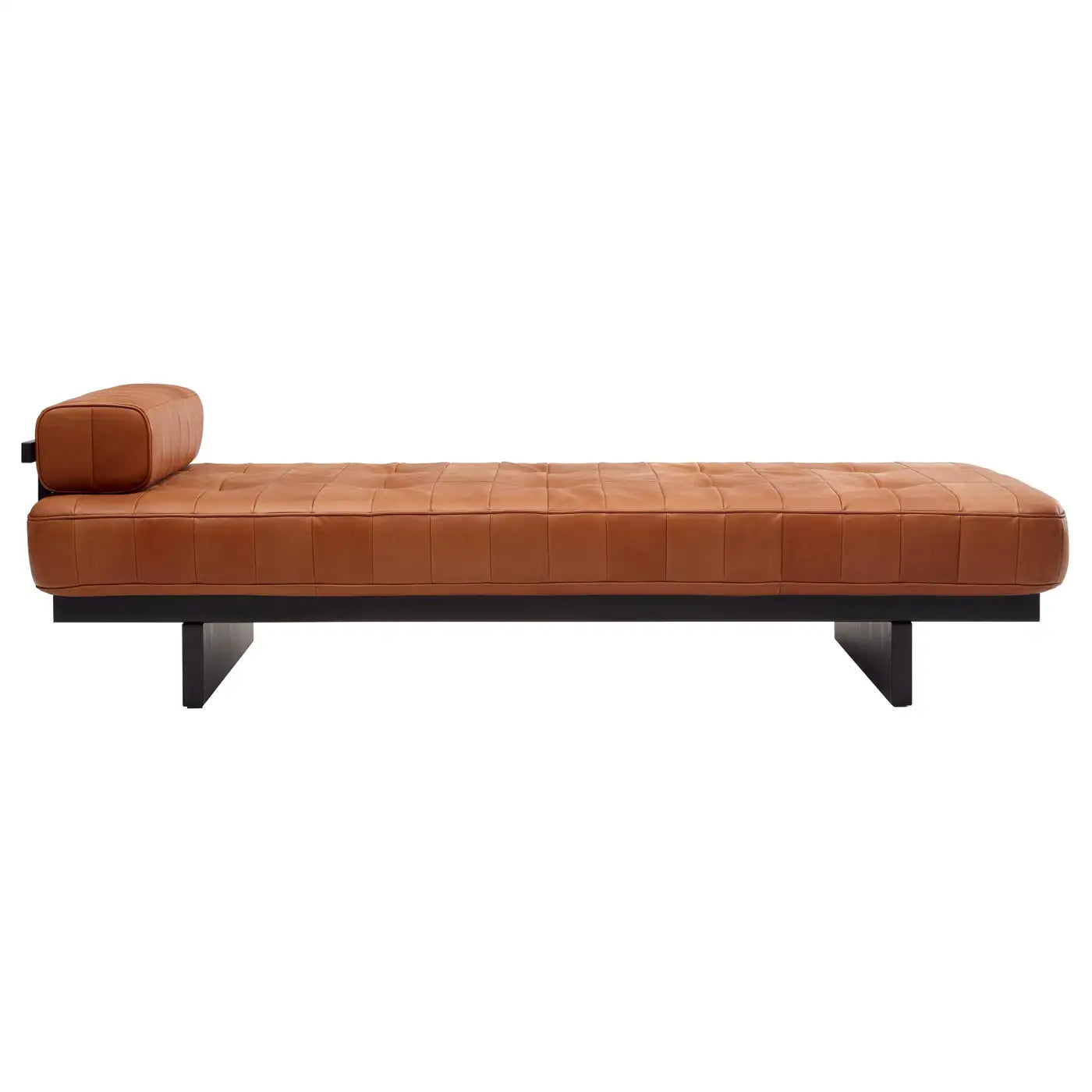 Brown leather daybed on a white background
