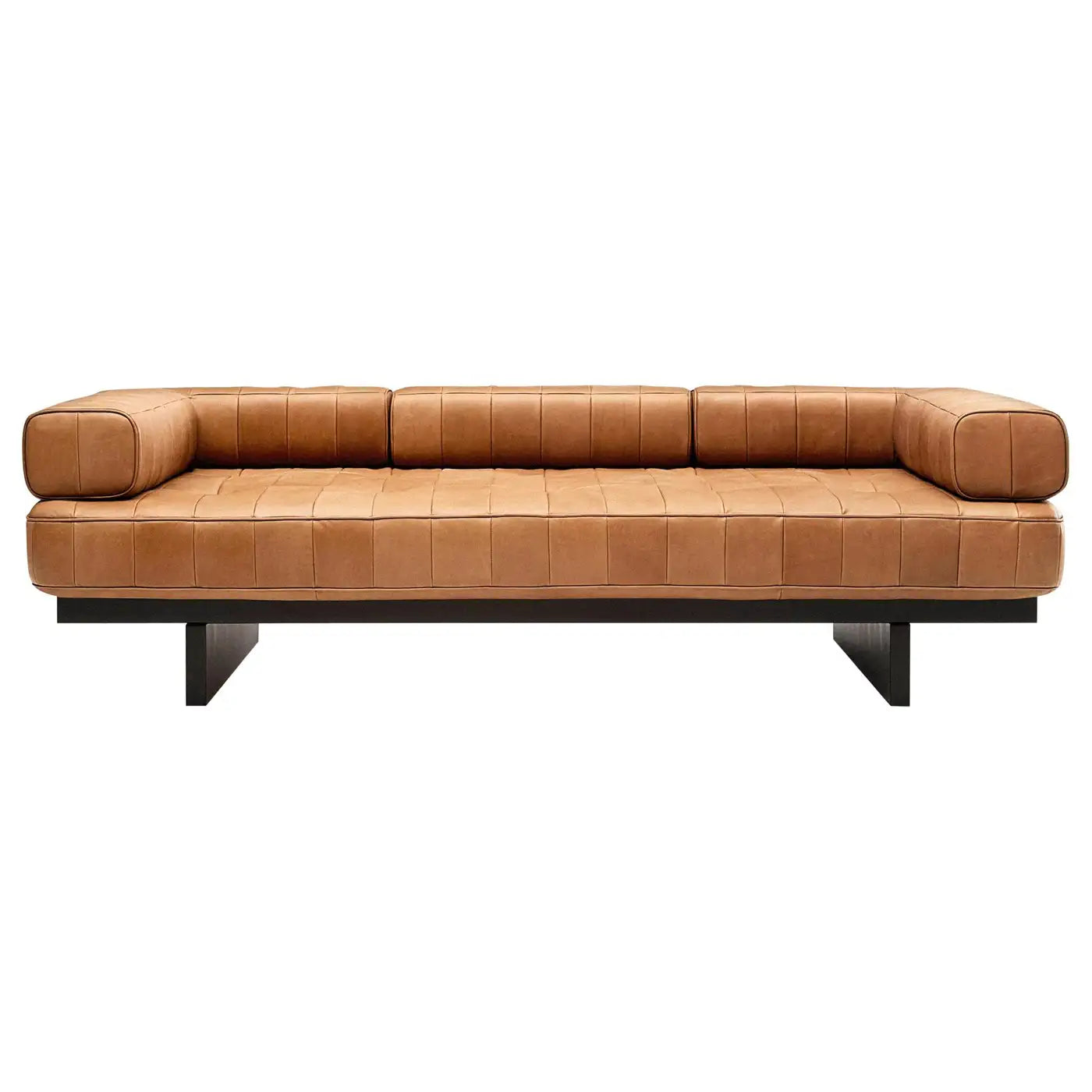 Brown leather sofa on a white background