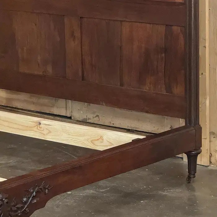 Antique French Louis Xvi Walnut Bed – Hand-carved, Early 1900S
