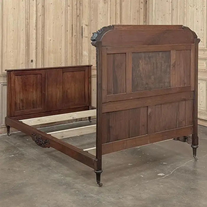 Antique French Louis Xvi Walnut Bed – Hand-carved, Early 1900S