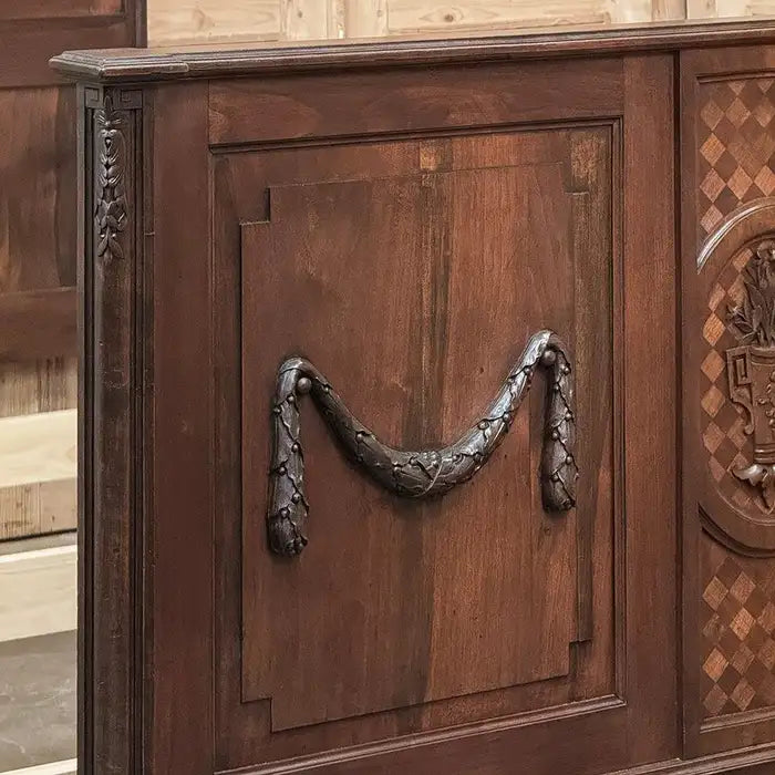 Antique French Louis Xvi Walnut Bed – Hand-carved, Early 1900S