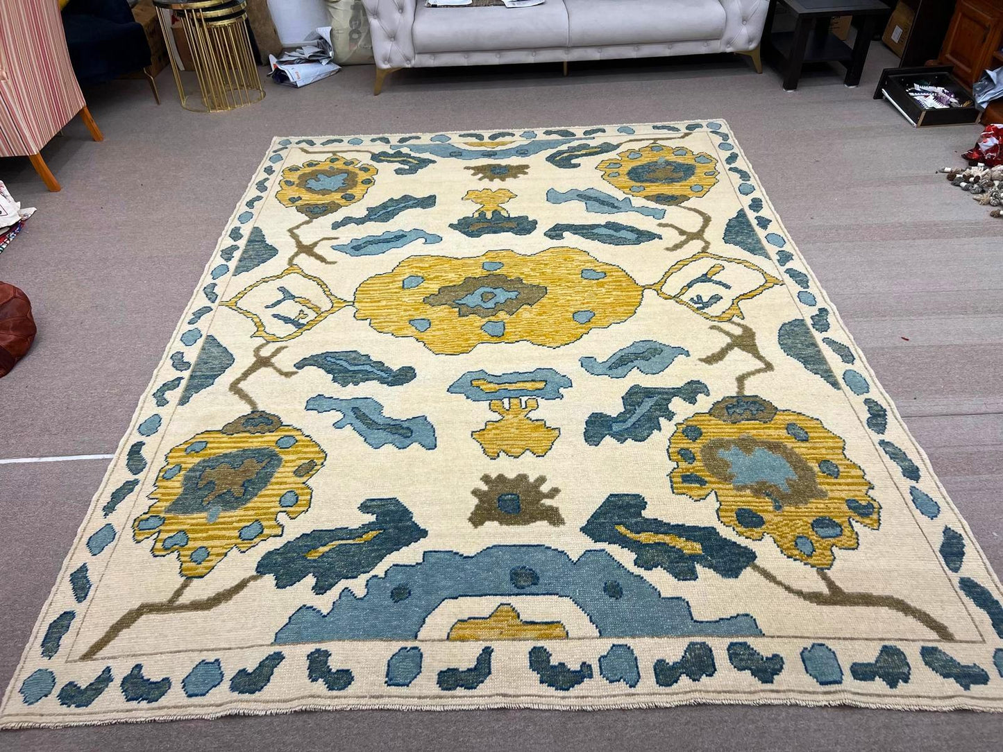 Modern Handmade Turkish Oushak Wool Rug – 245 x 335 cm