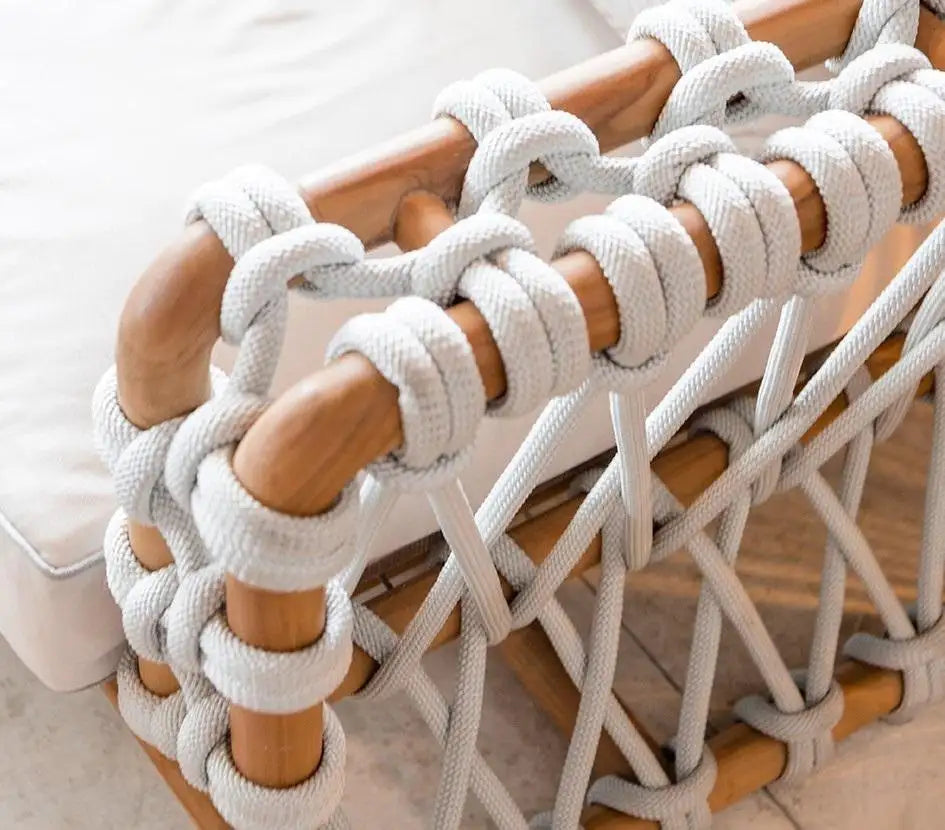 Outdoor Woven Rope Sofa In Solid Teak