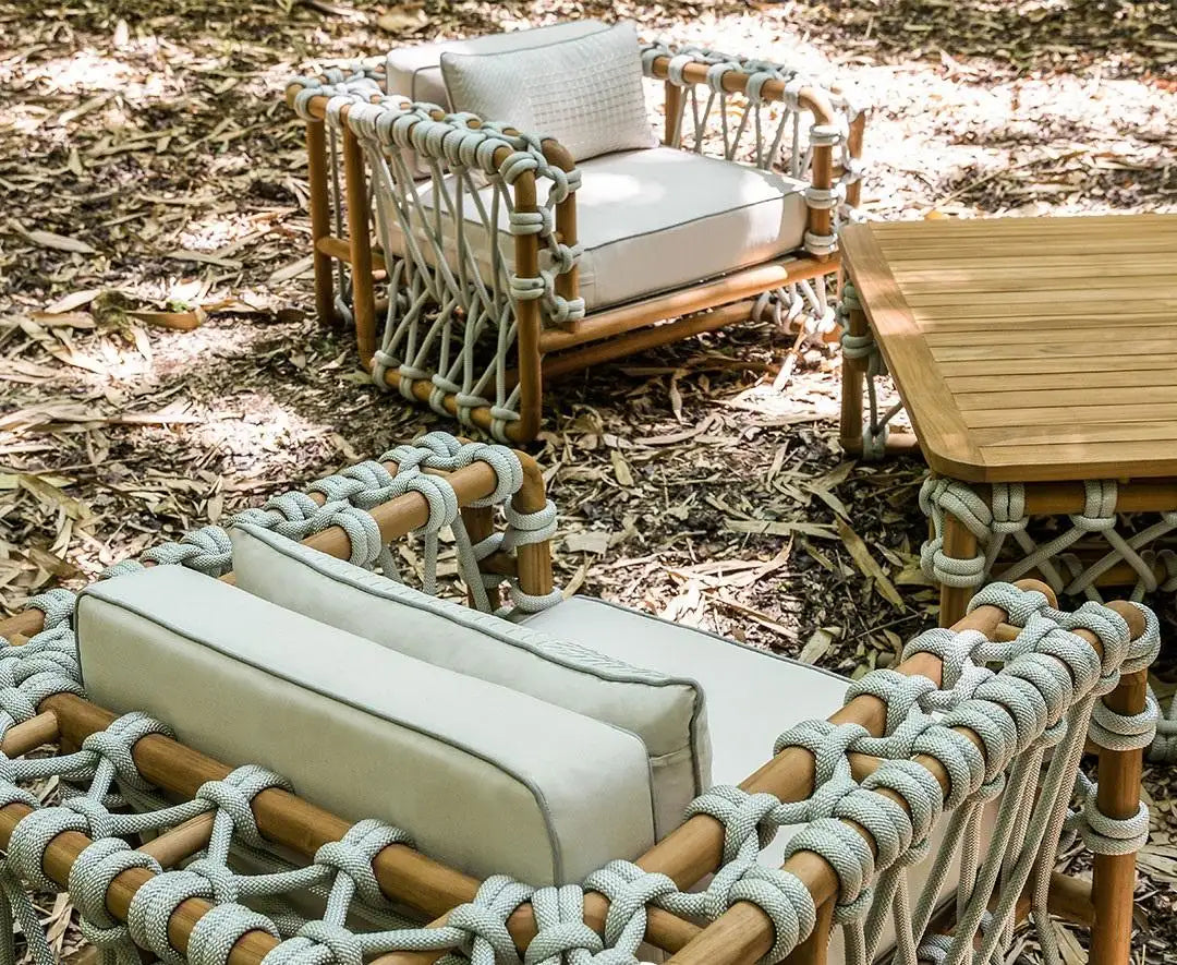 Outdoor Woven Rope Sofa In Solid Teak