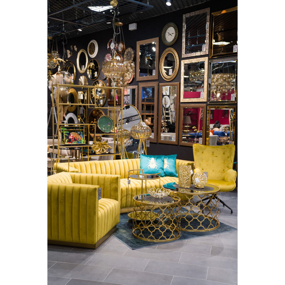 Armchair Dallas, velvet, golden tone, H98x75x66cm, seat height 50cm