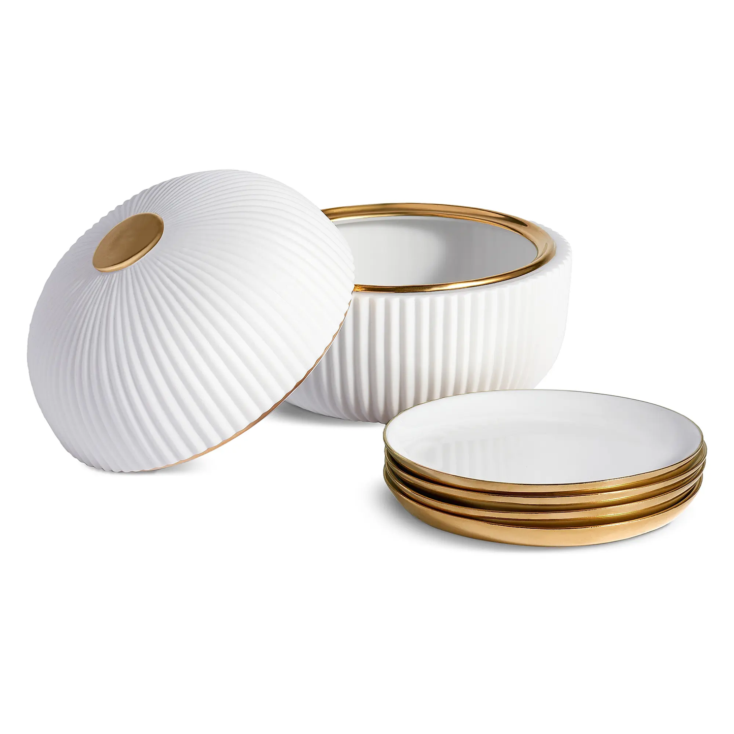 Ioṅic Five-Piece Porcelain Box & Plate Set