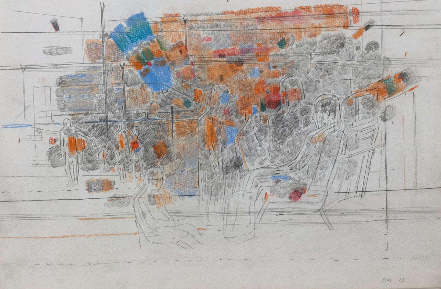 Contemporary Pastel & Pencil Artwork on Paper – Transformation. Trip