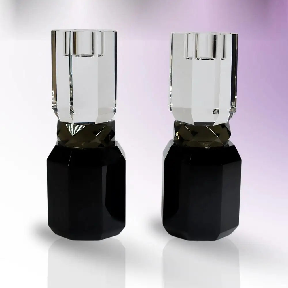 Ambrosià Crystal Candlestick Set – Hand-Cut Candle Holders for Home Décor