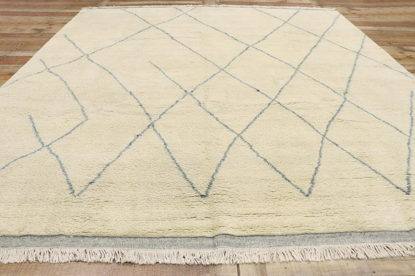 Organic Modern Moroccan Wool Rug Minimalist Style 287 x 312 cm