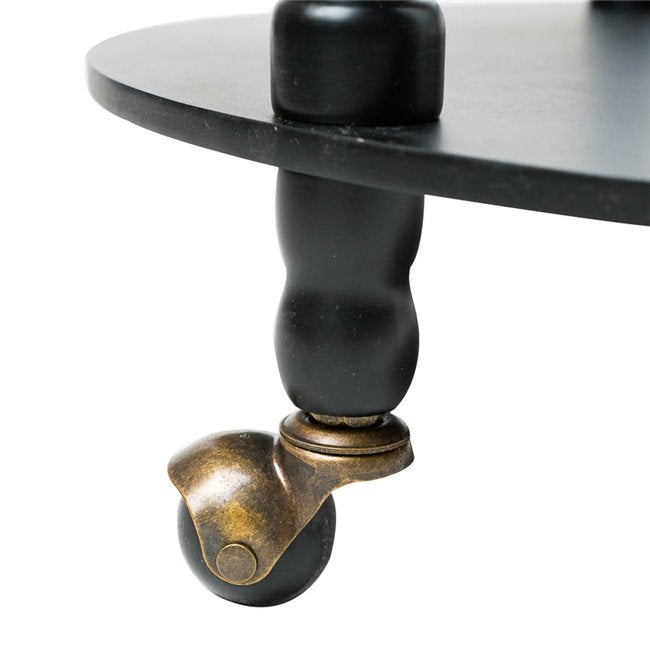 Globuss Drinks Trolley – Black Wood & Metal Bar Cart, 91×81×51 cm