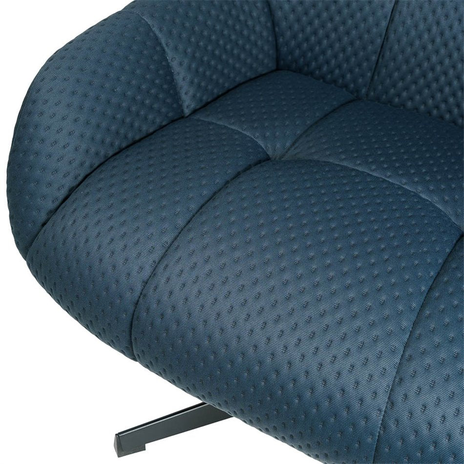 Armchair Saramo with ottoman, blue, H97.5x81x78cm, seat height 44cm